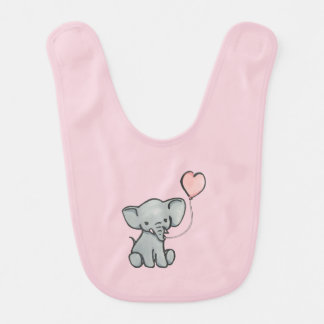 Cute Pink Baby Elephant Bib