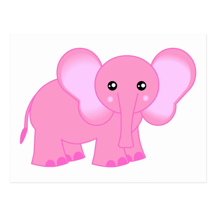 Cute Pink Baby Elephant Post Card