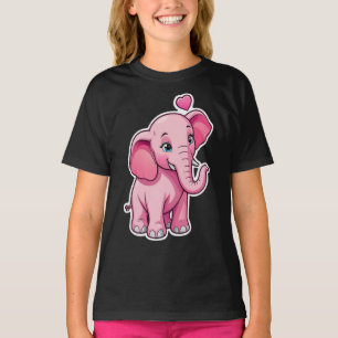 Cute Pink Baby Elephant With Love T-Shirt
