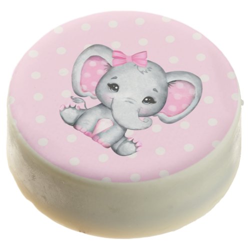 Cute Pink Baby Elephant with Polka Dot Ears Chocolate Covered Oreo