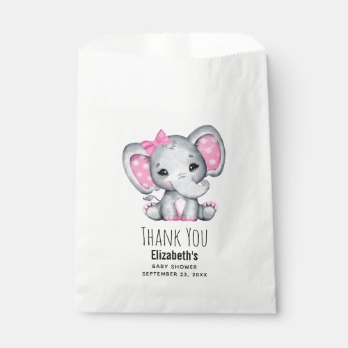 Cute Pink Baby Elephant with Polka Dot Ears Favor Bag