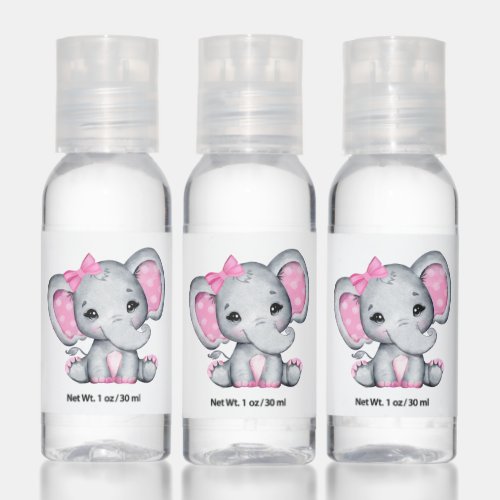 Cute Pink Baby Elephant with Polka Dot Ears Hand Sanitizer