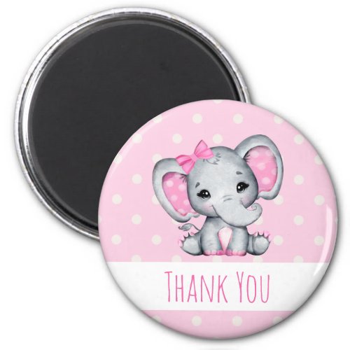 Cute Pink Baby Elephant with Polka Dot Ears Magnet