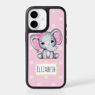 Cute Pink Baby Elephant with Polka Dot Ears iPhone 17 Case