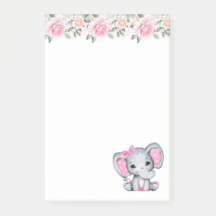 Cute Pink Baby Elephant with Polka Dot Ears Post-it Notes