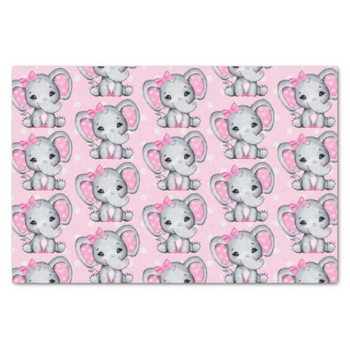 Cute Pink Baby Elephant with Polka Dot Ears Tissue Paper