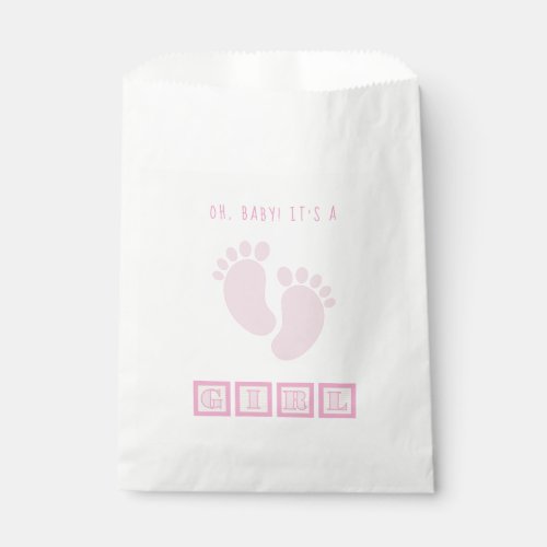 Cute Pink Baby Feet Gender Reveal Shower Favor Bag