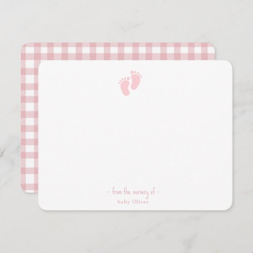 Cute Pink Baby footprint girl Nursery  Thank You Card