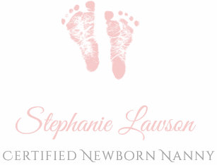 cute pink baby footprints certified newborn nanny business card