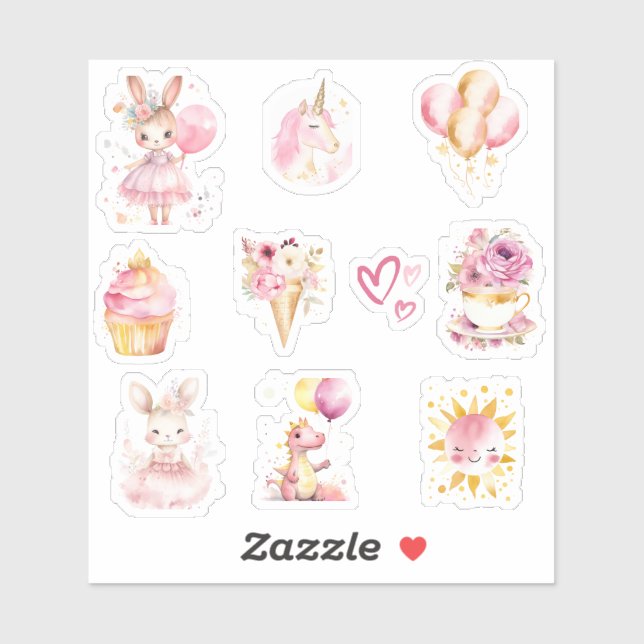 Cute Pink Baby Girl Baby Shower Sticker (Sheet)