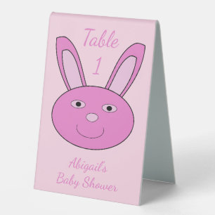 Cute Pink Baby Girl Bunny Face Spring Easter Table Tent