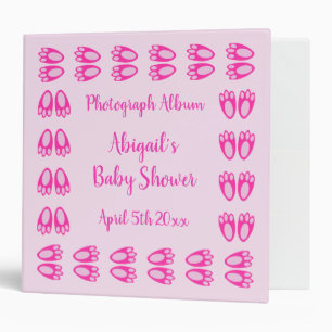 Cute Pink Baby Girl Bunny Feet Easter Baby Shower 3 Ring Binder