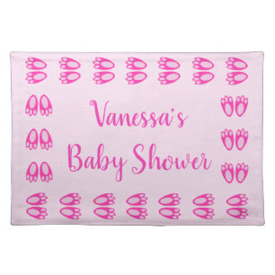 Cute Pink Baby Girl Bunny Feet Easter Baby Shower Cloth Placemat