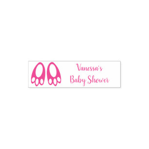 Cute Pink Baby Girl Bunny Feet Easter Baby Shower Pocket Stamp