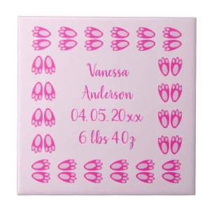 Cute Pink Baby Girl Bunny Feet Easter Custom Ceramic Tile