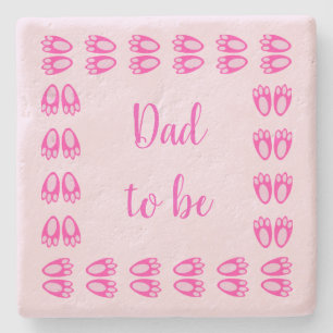 Cute Pink Baby Girl Bunny Feet Easter Dad to Be Stone Coaster