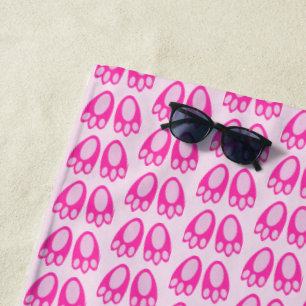 Cute Pink Baby Girl Bunny Feet Easter Patterned Beach Towel