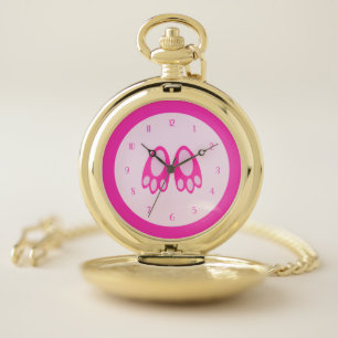 Cute Pink Baby Girl Bunny Feet Easter Pocket Watch