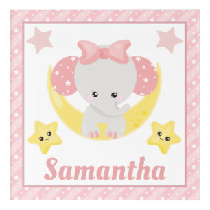 Cute Pink Baby Girl Elephant & Stars Acrylic Print