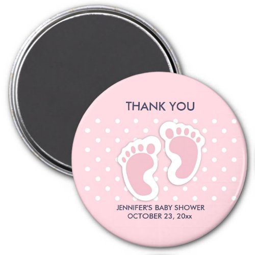 Cute Pink baby Girl Footprints Baby Shower Magnet