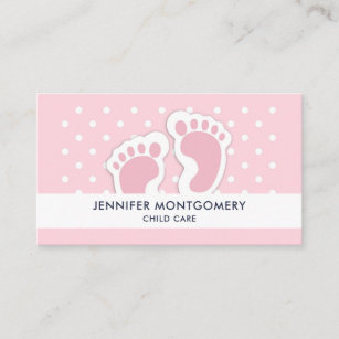 Cute Pink baby Girl Footprints Business Card