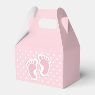 Cute Pink Baby Girl Footprints Favor Boxes