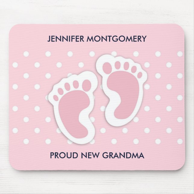 Cute Pink Baby Girl Footprints Mouse Pad (Front)