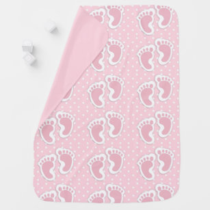 Cute Pink Baby Girl Footprints Pattern Baby Blanket
