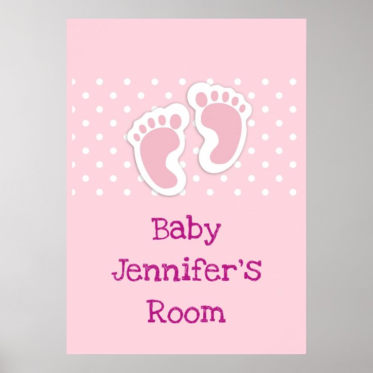 Cute Pink baby Girl Footprints Poster | Zazzle
