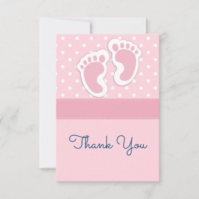 Cute Pink baby Girl Footprints Thank You (Front)