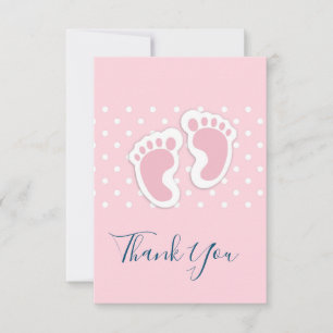 Cute Pink baby Girl Footprints Thank You Card