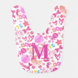 Cute Pink Baby Girl Nursery Pattern personalized Baby Bib