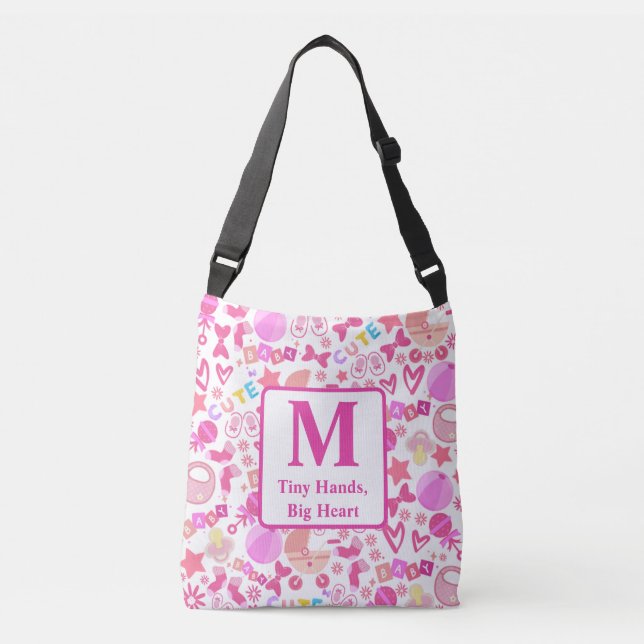 Cute Pink Baby Girl Nursery Pattern personalized Crossbody Bag (Front)