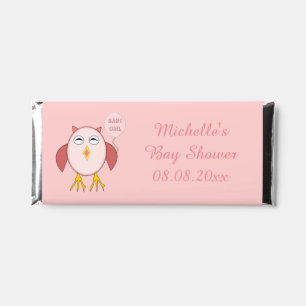 Cute Pink Baby Girl Owl Baby Shower Custom Hershey Bar Favors