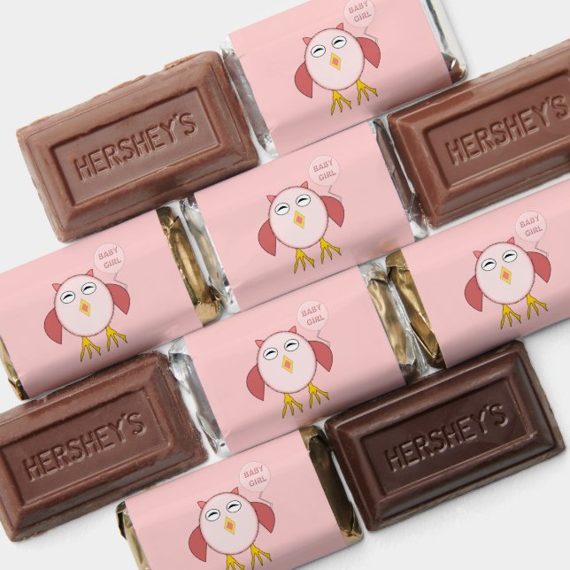Cute Pink Baby Girl Owl Baby Shower Custom Hershey's Miniatures (Assorted)