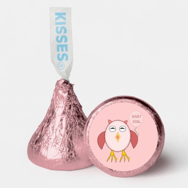 Cute Pink Baby Girl Owl Baby Shower Hershey®'s Kisses® (Front)