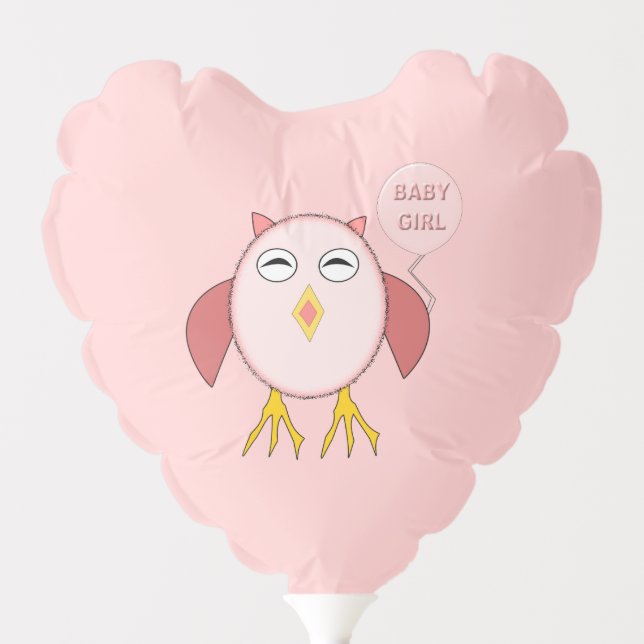 Cute Pink Baby Girl Owl Balloon (Front)