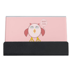 Cute Pink Baby Girl Owl Business card Holder