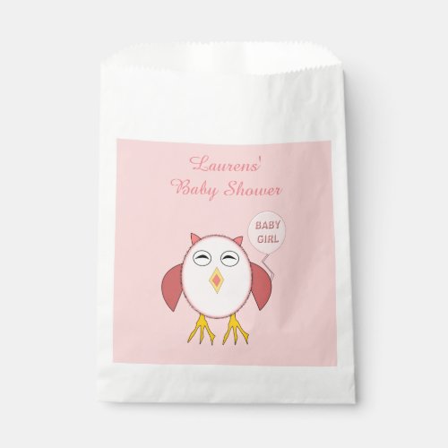 Cute Pink Baby Girl Owl Custom Favor Bags