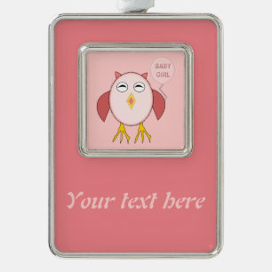 Cute Pink Baby Girl Owl Customizable Ornament