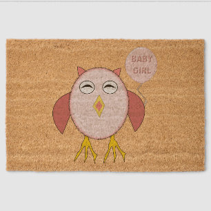 Cute Pink Baby Girl Owl Fiber Doormat