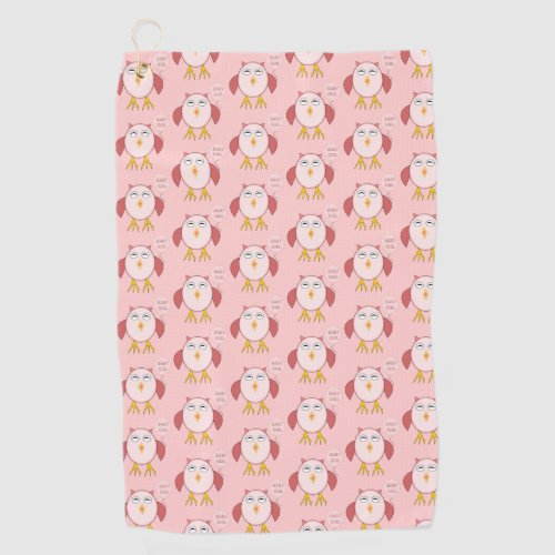 Cute Pink Baby Girl Owl Golf Towel