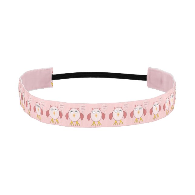 Cute Pink Baby Girl Owl Non-Slip Headband (Front)