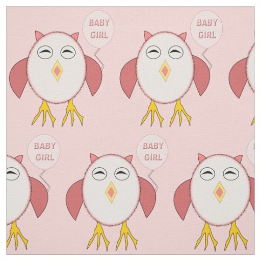 Cute Pink Baby Girl Owl Patterned Fabric