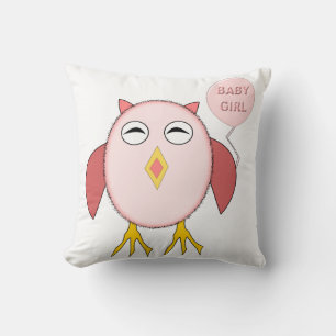 Cute Pink Baby Girl Owl Pillow