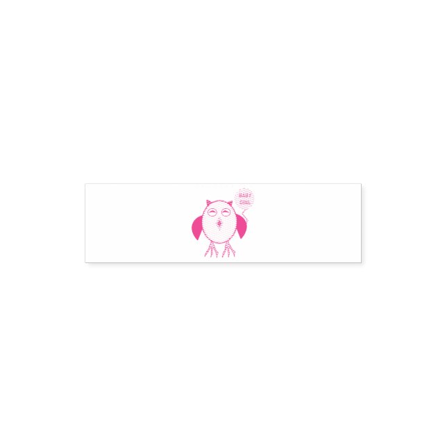 Cute Pink Baby Girl Owl Pocket Stamp (Design)