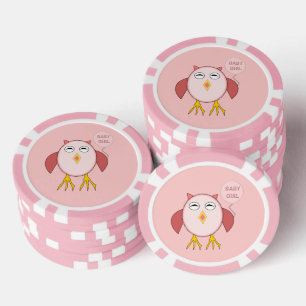 Cute Pink Baby Girl Owl Poker Chips