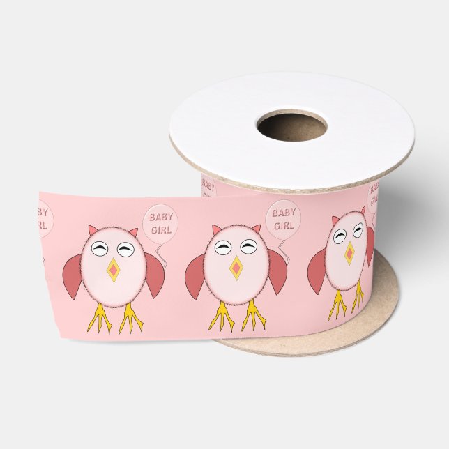 Cute Pink Baby Girl Owl Ribbon (Spool)