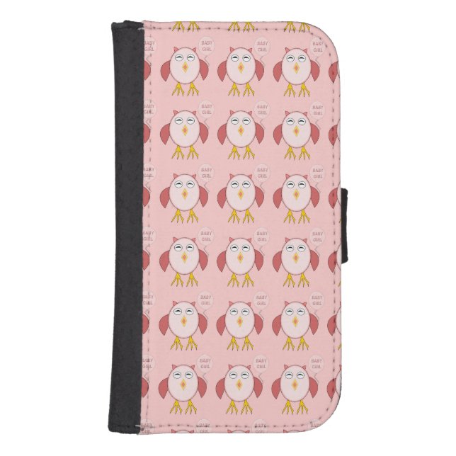 Cute Pink Baby Girl Owl Samsung Wallet Case (Front)
