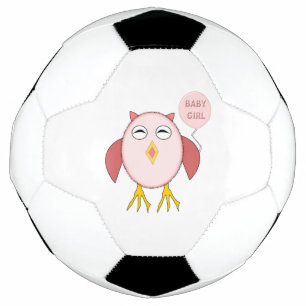 Cute Pink Baby Girl Owl Soccer Ball
